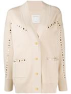 Sandro Paris Oversized Eyelet-embellished Cardigan - Neutrals