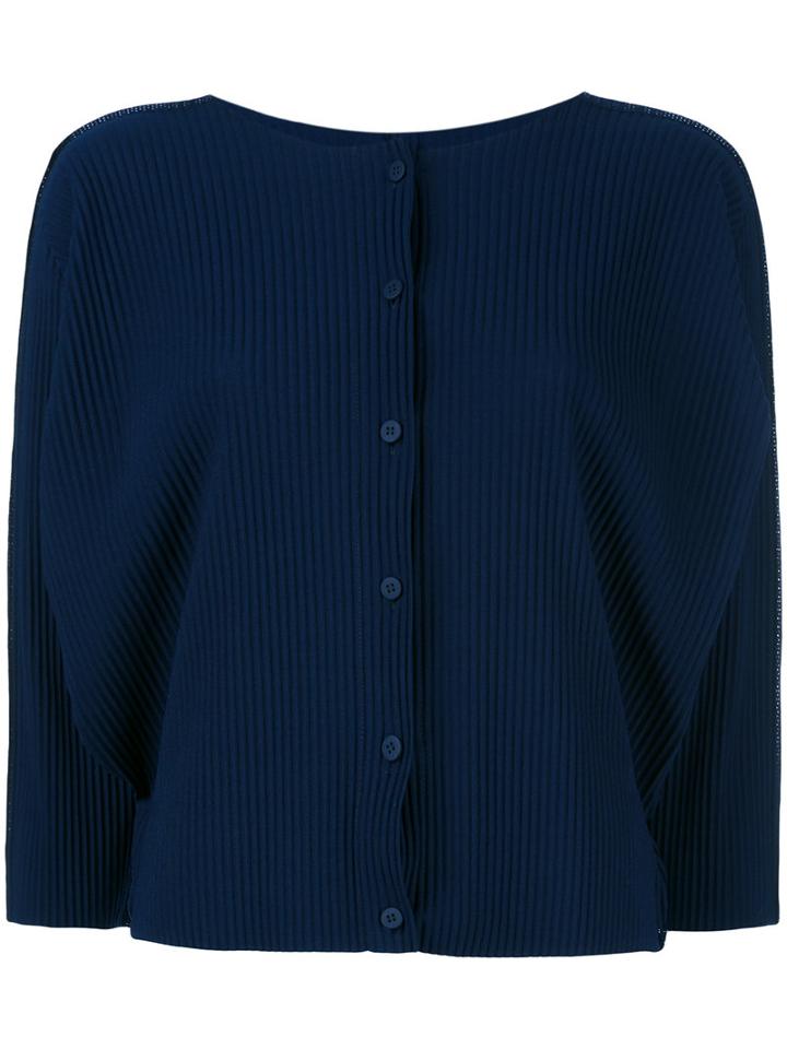 Issey Miyake Cauliflower - Ribbed Jacket - Women - Polyester - One Size, Blue, Polyester