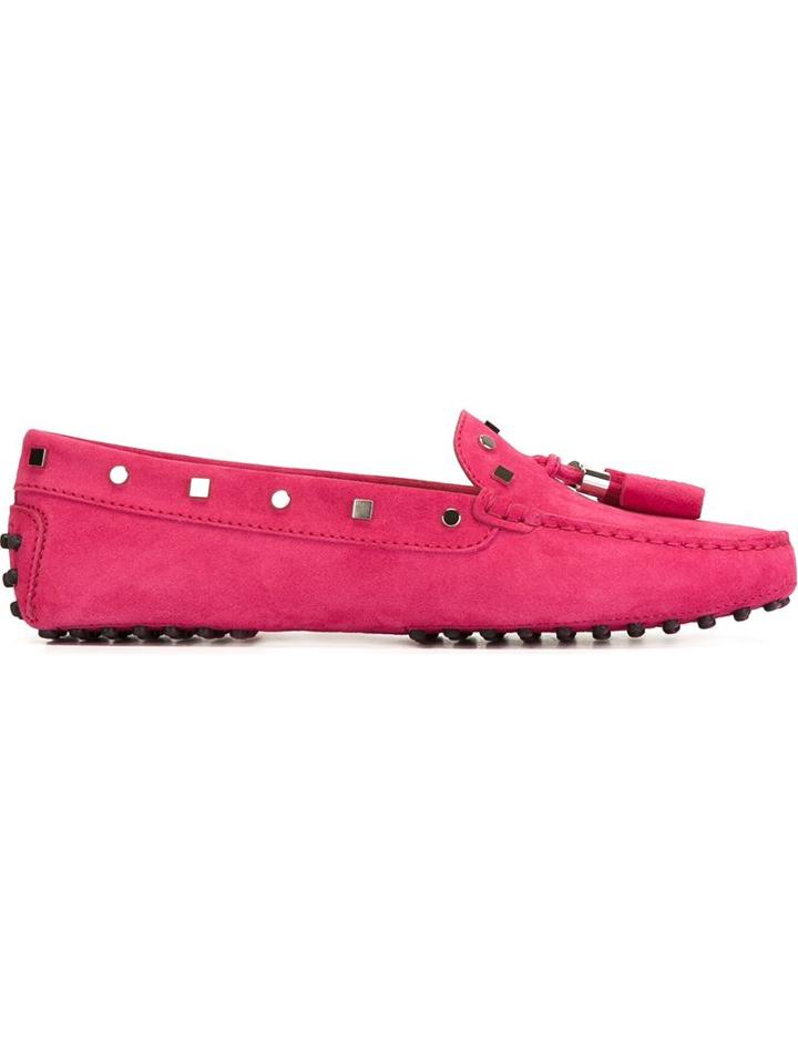 Tod S Gommino Driving Shoes, Women's, Size: 37.5, Pink/purple, Suede/leather/rubber