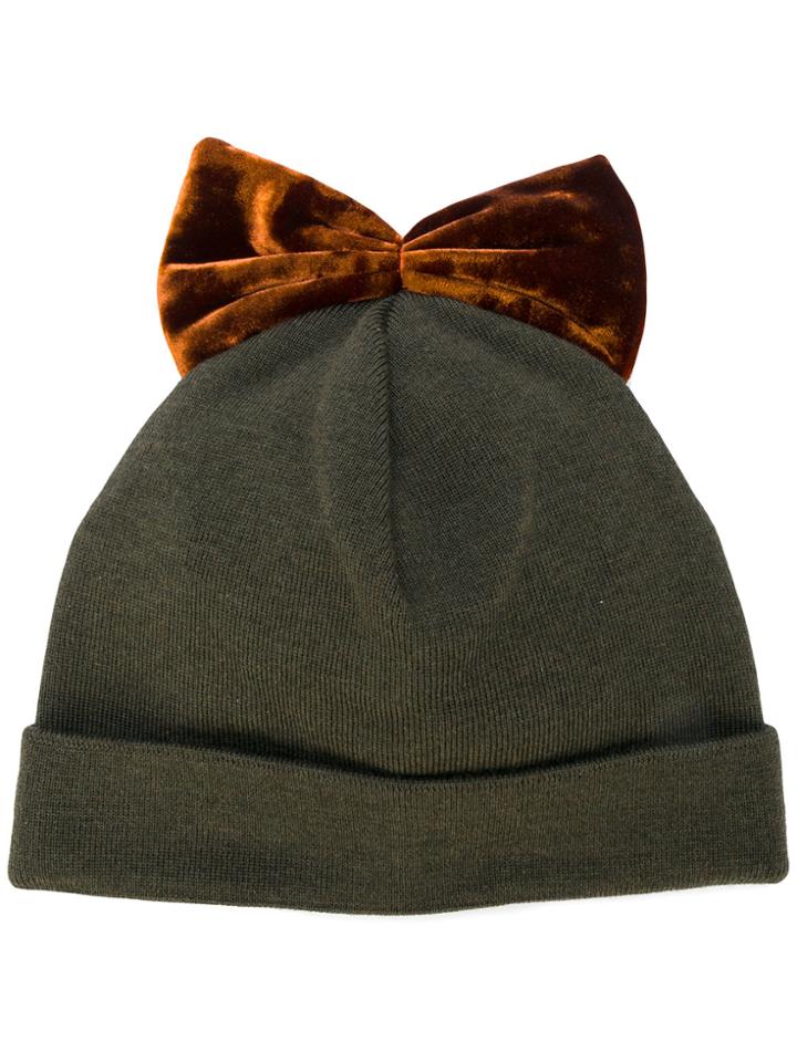 Federica Moretti Bow Embroidered Hat - Green
