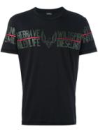 Diesel Logo Print T-shirt, Men's, Size: Medium, Black, Cotton/polyester