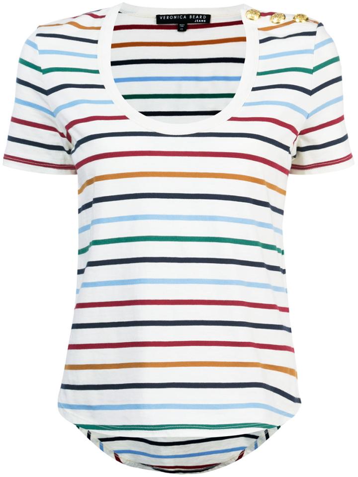 Veronica Beard Stripe Print Knitted Top - White