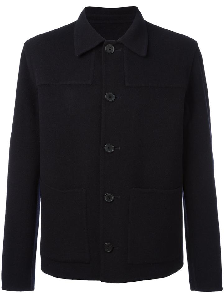 Ami Alexandre Mattiussi Buttoned Jacket Patch Pockets - Blue