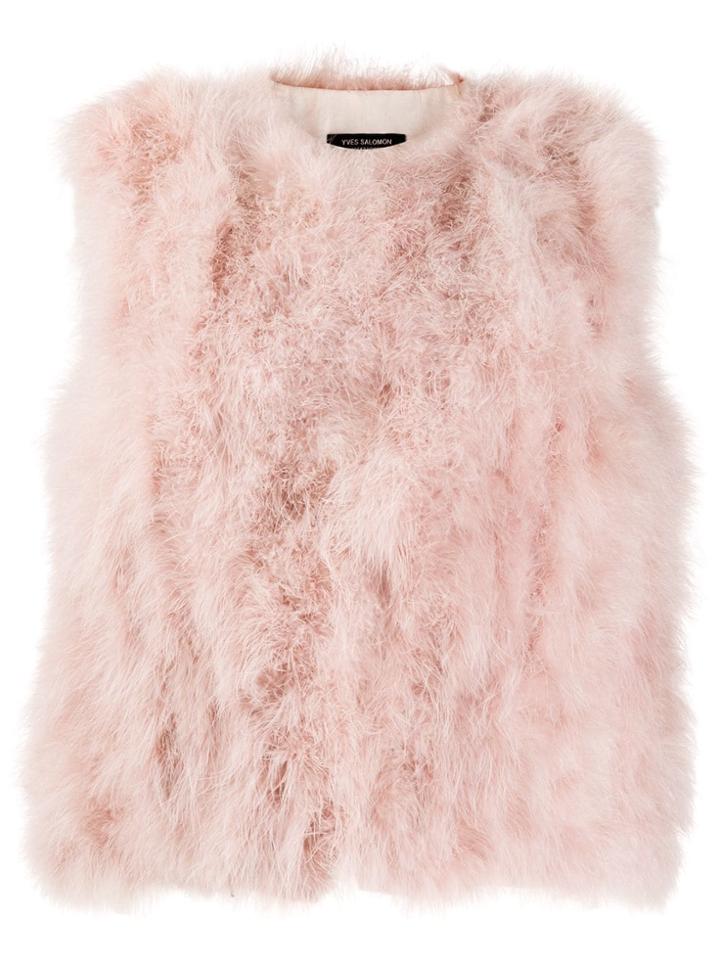 Yves Salomon Feathered Gilet - Pink