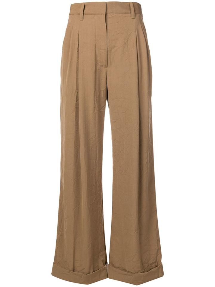 3.1 Phillip Lim Pleated Wide Leg Trousers - Brown
