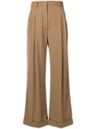 3.1 Phillip Lim Pleated Wide Leg Trousers - Brown