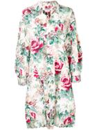Junya Watanabe Floral Print Shirt Dress - White