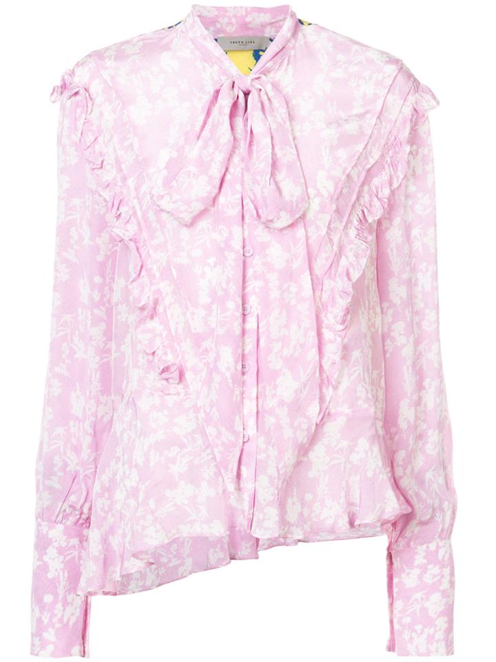 Preen By Thornton Bregazzi Floral Print And Frill Trim Asymmetric