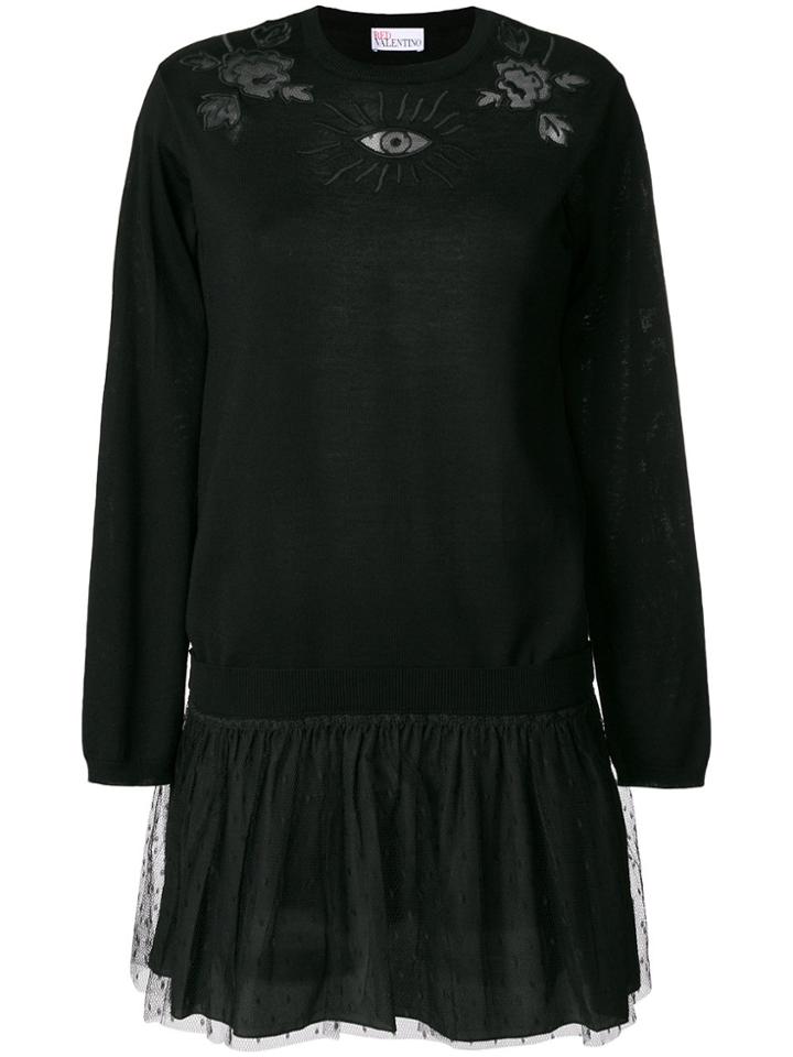 Red Valentino Embroidered Jumper Dress - Black