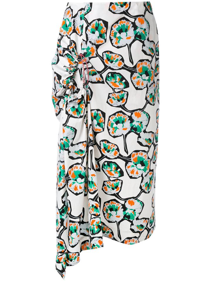 Marni Printed Draped Skirt - White