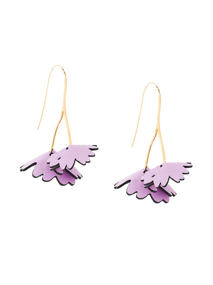Marni Floral Wishbone Earrings - Pink & Purple