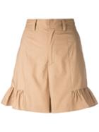 Muveil - Flared Hem Shorts - Women - Cotton - 40, Nude/neutrals, Cotton