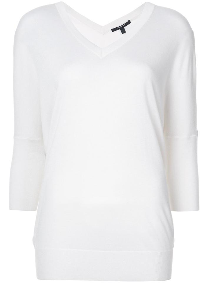 Derek Lam Mara Batwing With Tonal Silk Back - White