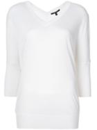 Derek Lam Mara Batwing With Tonal Silk Back - White
