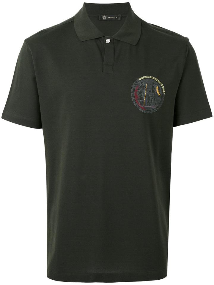 Versace - Gladiator Badge Polo Shirt - Men - Cotton - L, Green, Cotton