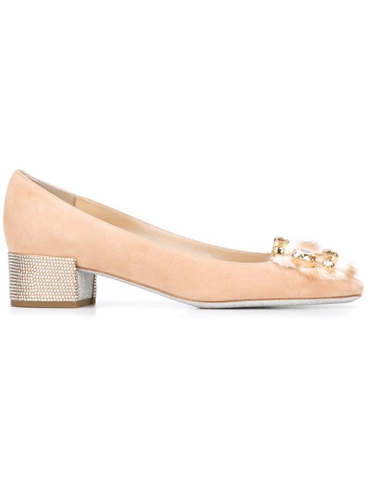 René Caovilla Embellished Pumps - Nude & Neutrals