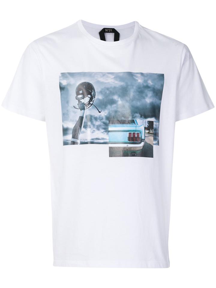 No21 Helmet Print T-shirt - White