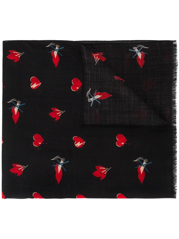 Saint Laurent No Smoking Printed Scarf - Black