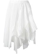 Sacai Asymmetric Micro Pleated Skirt, Women's, Size: 2, White, Cotton/polyester