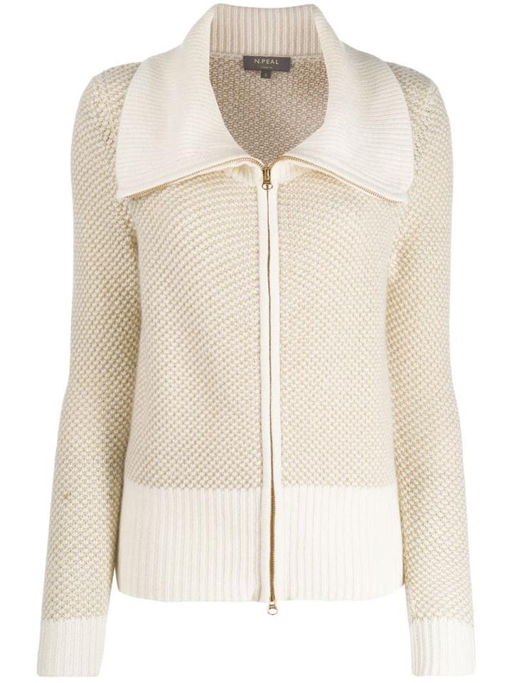 N.peal Zipped Knitted Cardigan - Neutrals