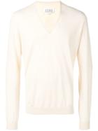 Maison Margiela Nibbled Trim V-neck Sweater - Neutrals