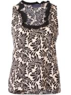 Emanuel Ungaro Floral Print Ruffled Top, Women's, Size: 40, Black, Silk