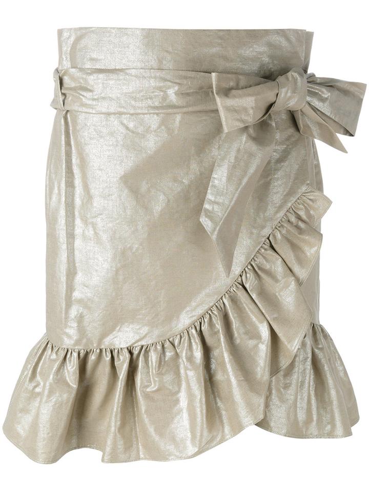 Isabel Marant Lamé Ruffled Skirt, Women's, Size: 36, Nude/neutrals, Cotton/linen/flax