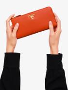 Prada Large Saffiano Leather Wallet - Orange