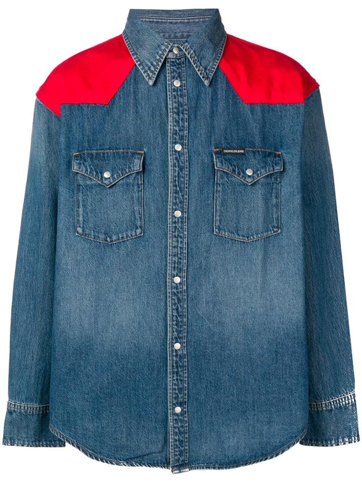 Calvin Klein Jeans Colour Block Western Shirt - Blue