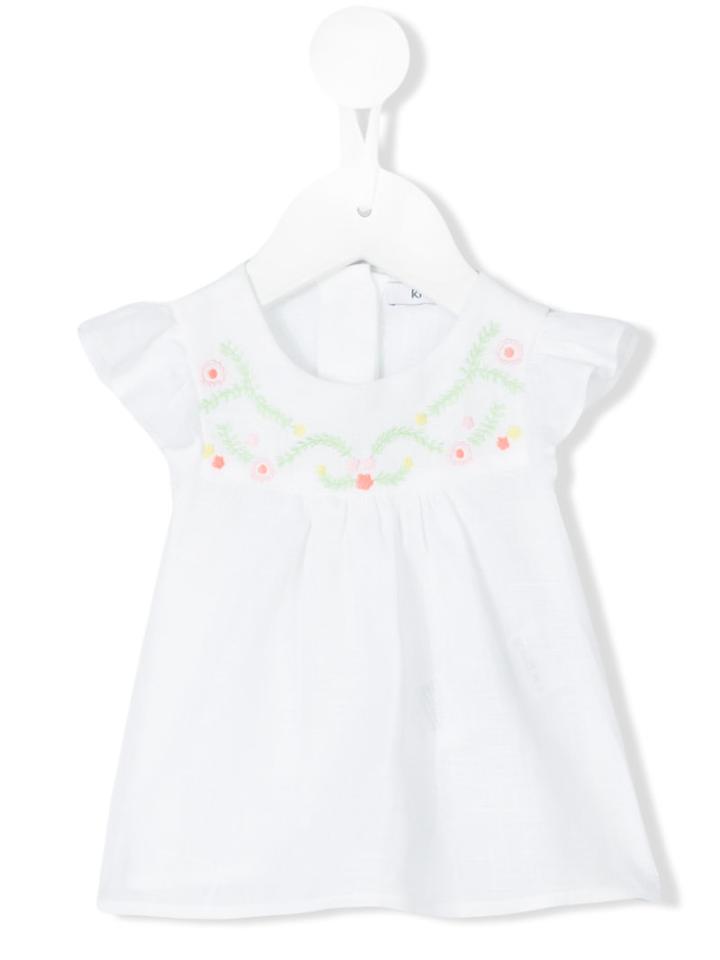 Knot - Embroidered Chambre Top - Kids - Linen/flax - 1 Mth, White