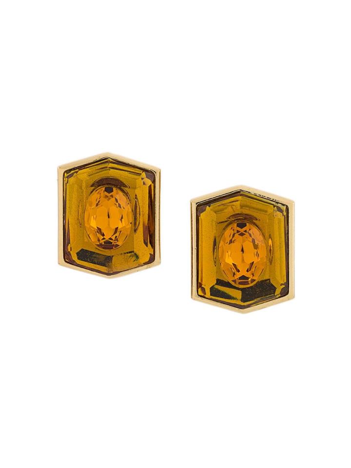 Yves Saint Laurent Vintage 1980's Geometric Earrings - Gold