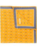 Fefè Moustache Print Pocket Square - Yellow & Orange