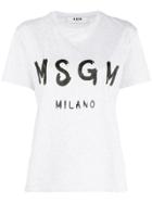Msgm Paint Brushed Logo T-shirt - Grey