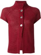 Eleventy Short Sleeve Knit Jacket, Women's, Size: S, Red, Linen/flax