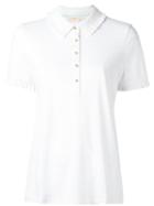 Tory Burch Ruffled Detailing Polo Shirt, Women's, Size: Small, White, Modal/supima Cotton/spandex/elastane