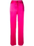 Marques'almeida - Loose Fit Straight Trousers - Women - Silk - Xs, Pink/purple, Silk