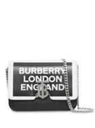 Burberry Small Painted Edge Logo Print Leather Tb Bag - Black