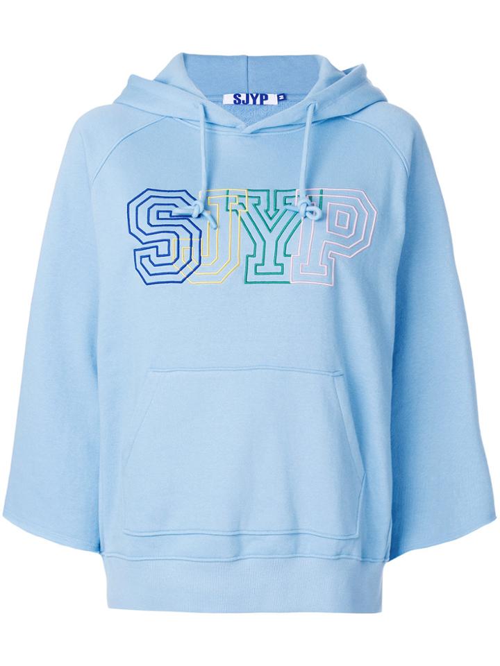 Sjyp Logo Printed Hoodie - Blue