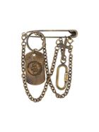 Jean Paul Gaultier Vintage Logo Key Ring Brooch, Adult Unisex, Metallic