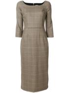 Ultràchic Herringbone Print Dress - Brown
