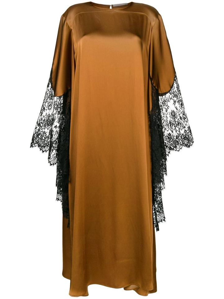 Christopher Kane Lace Trim Satin Dress - Brown