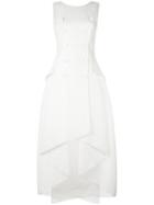 Antonio Berardi - Ruffle Midi Dress - Women - Silk/polyamide/spandex/elastane/acetate - 44, White, Silk/polyamide/spandex/elastane/acetate