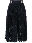 Carven Eyelet Pleated Skirt, Women's, Size: 42, Black, Polyester