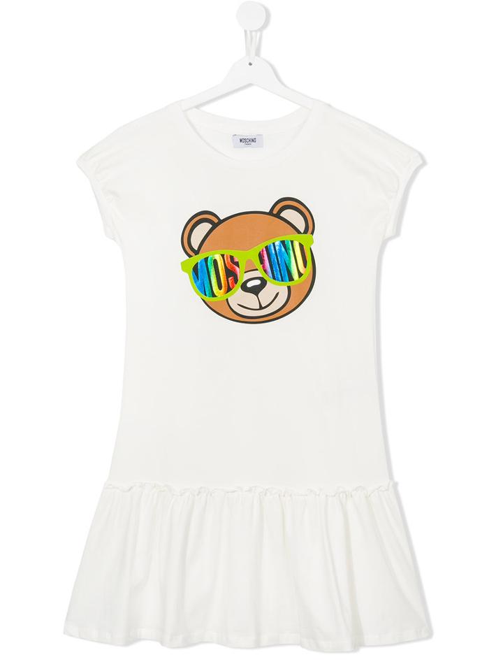 Moschino Kids Teddy Bear Dress, Girl's, Size: 14 Yrs, White