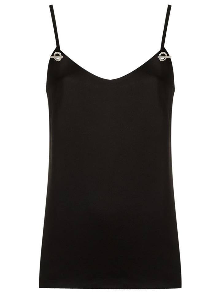 Tufi Duek Spaghetti Strap Blouse, Women's, Size: 44, Black, Acetate/viscose