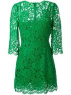 Dolce & Gabbana Floral Lace Dress, Women's, Size: 42, Green, Cotton/silk/spandex/elastane/viscose