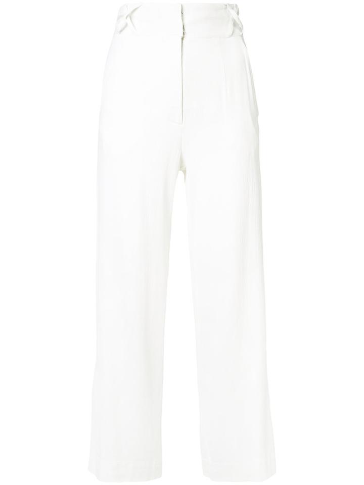 Nicole Miller Cropped Trousers, Women's, Size: 8, White, Spandex/elastane/rayon/viscose