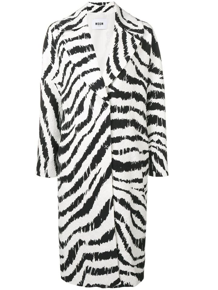 Msgm Zebra Print Oversized Coat - Black
