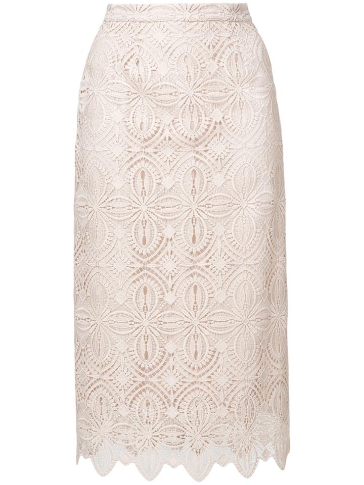 Ermanno Scervino Lace-embroidered Midi Skirt - Nude & Neutrals