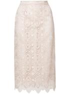 Ermanno Scervino Lace-embroidered Midi Skirt - Nude & Neutrals